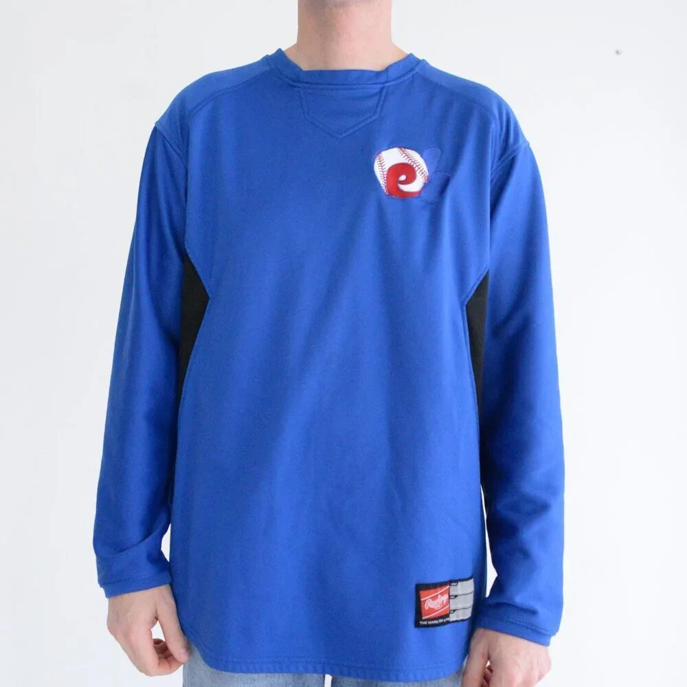 Rawlings Montreal Expos Blue And Black Pullover  Lightweight Baseball Sweater M